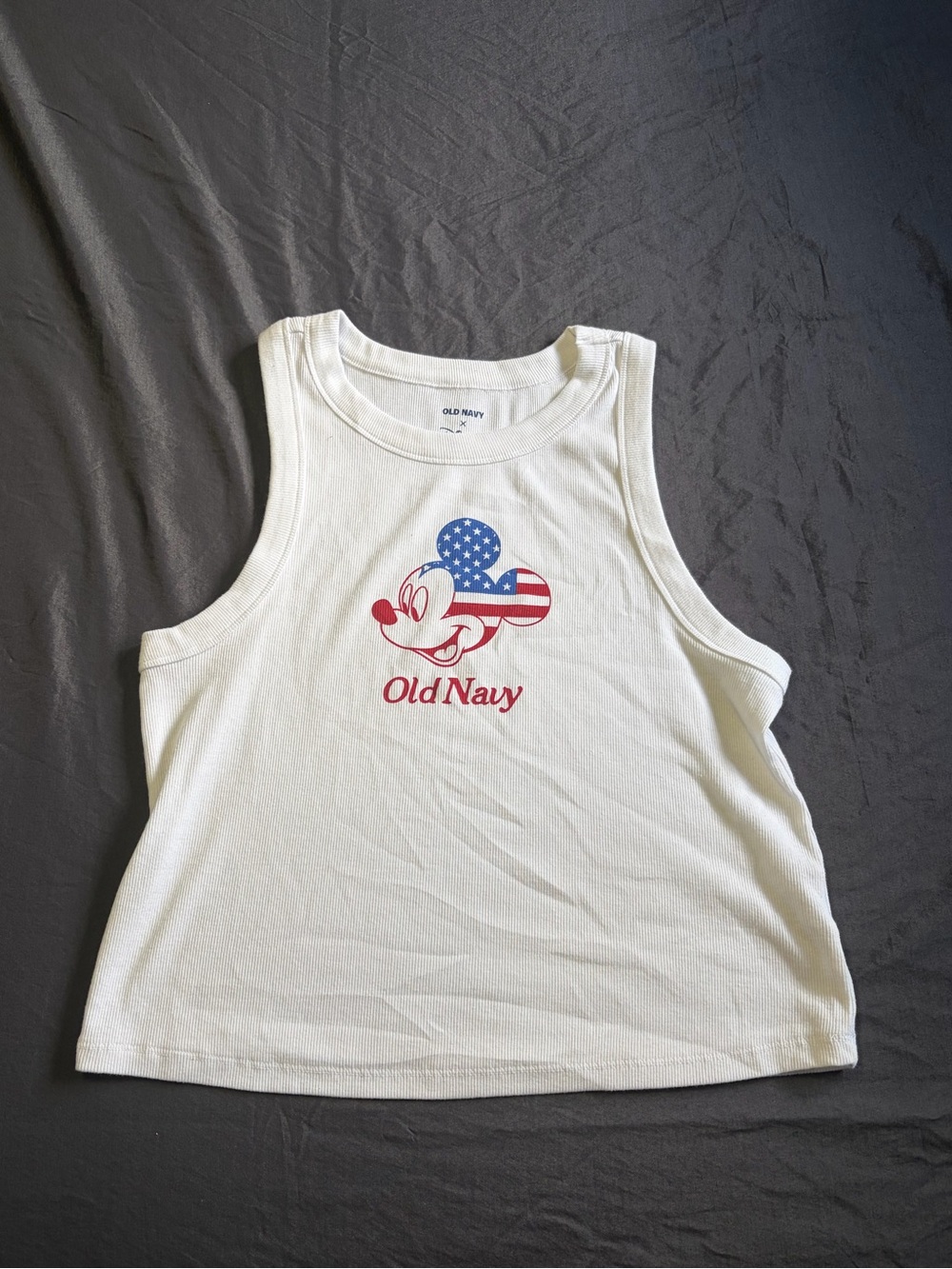Old Navy Disney Mickey Mouse white tank top with American flag design. Size XL.